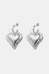 Silver heart drop earrings with hoop backs.