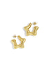Gold celestial star hoop earrings with a brushed finish.