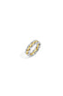 Irregular minimalist ring with interlocking gold and silver links.