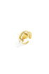 Gold ring with a heart shape and a clear zircon gemstone.