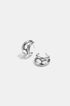 Silver hoop earrings with three clear oval stones on each earring.