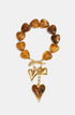 Heart Charm Beaded Bracelet with gold accents and brown heart beads.