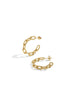 Gold-toned chain link hoop earrings on a white background.