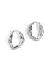 Aurelia Hoop Earrings: a pair of silver, textured, oval-shaped hoop earrings.