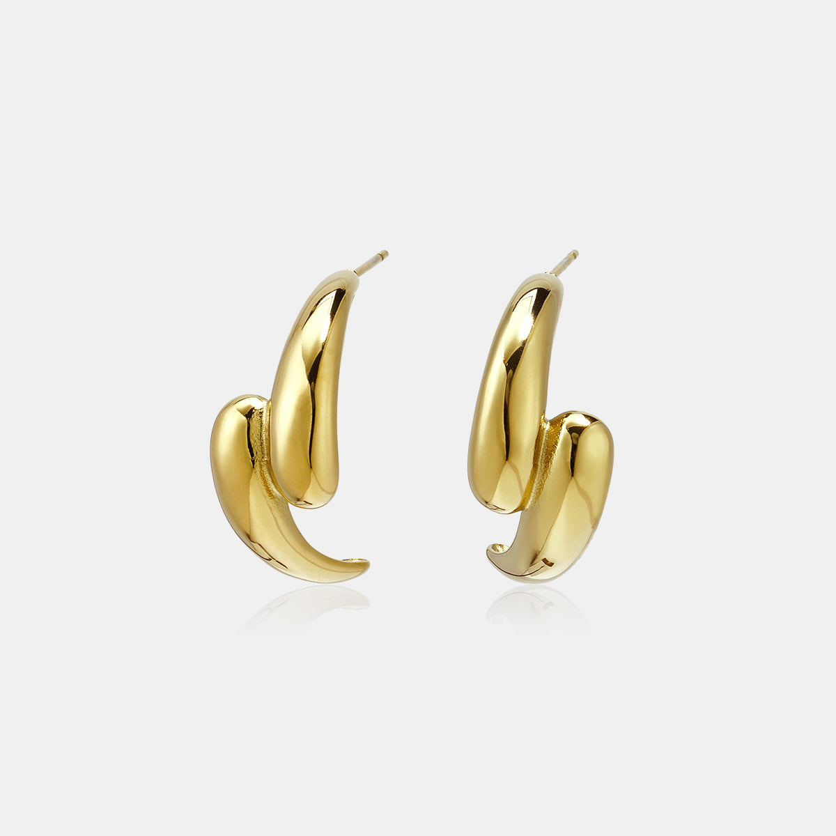 Gold irregular hoop earrings with a polished finish.