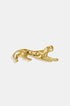 Gold-tone brooch shaped like a leopard in a stalking pose, with a pin backing.