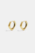 Pair of gold-colored stainless steel hoop earrings with a unique square shape and rounded edges.