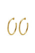 A pair of gold-plated hoop earrings with a brushed finish, presented on a white background.