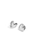 Silver heart-shaped stud earrings with a textured finish.