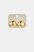 Gold square stud earrings with a hammered texture on a light beige card.