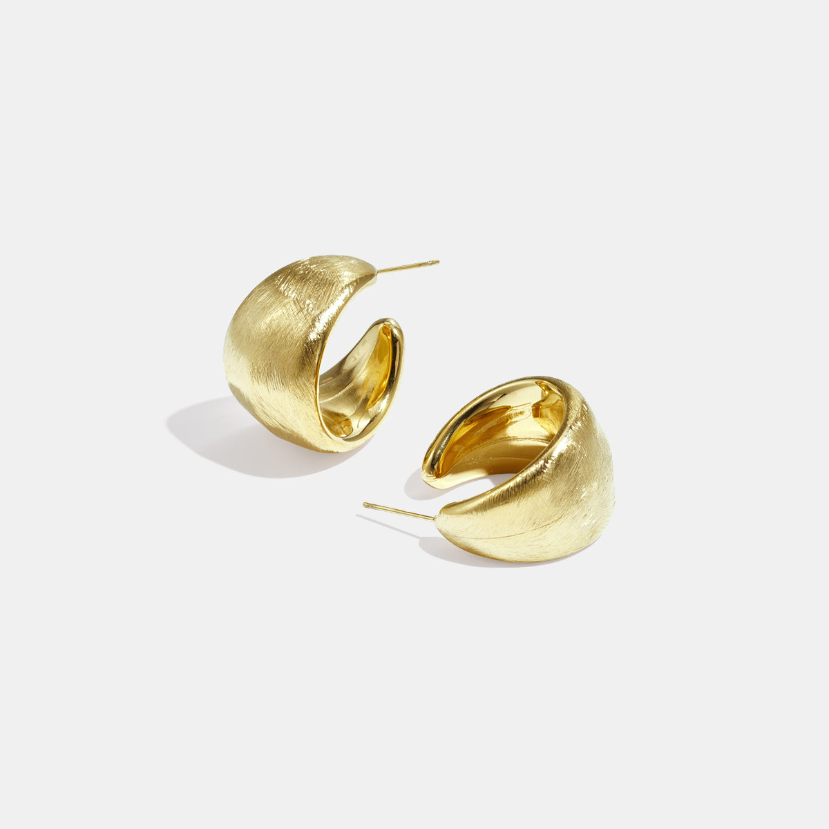 Aurelia Hoop Earrings in brushed gold finish.