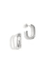 Silver Astra Hoop Earrings with a double-loop design.