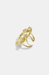 Gold irregular minimalist ring with an oval cutout and textured surface.