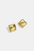 Gold Aurelia stud earrings with a hammered, square-like design.