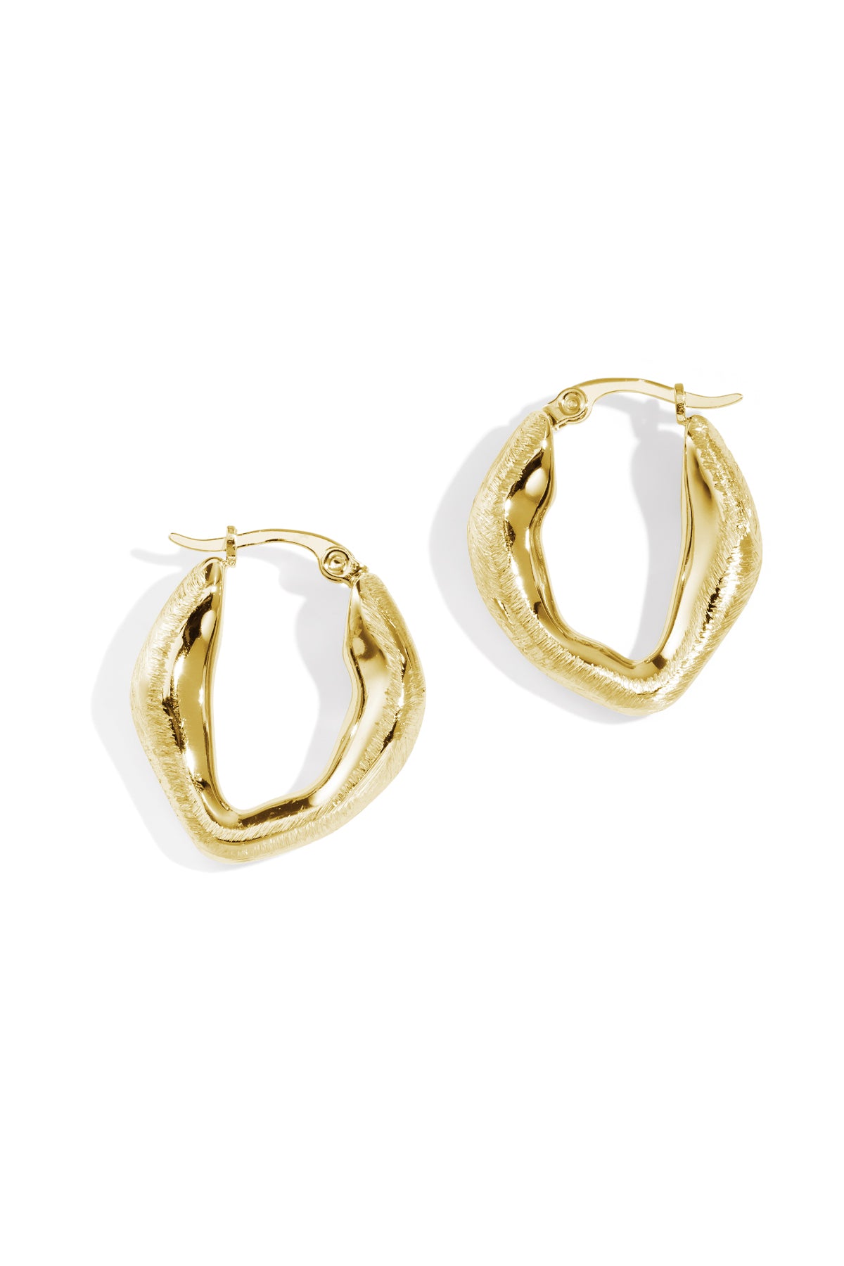 Aurelia Hoop Earrings: Gold-toned, textured, irregular oval hoop earrings.