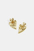 Gold stacked heart stud earrings with a textured finish.