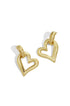 Gold heart drop earrings with a textured finish and a post backing.
