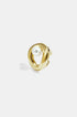 Gold-plated stainless steel ring with a pearl accent and an open circle design.