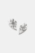Silver stacked heart stud earrings with a textured finish.