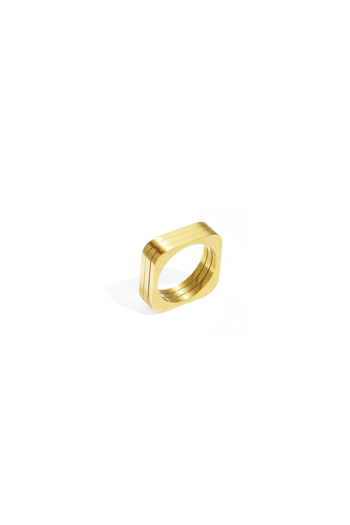 Elysian Minimalist Ring in gold, featuring a sleek rectangular design.