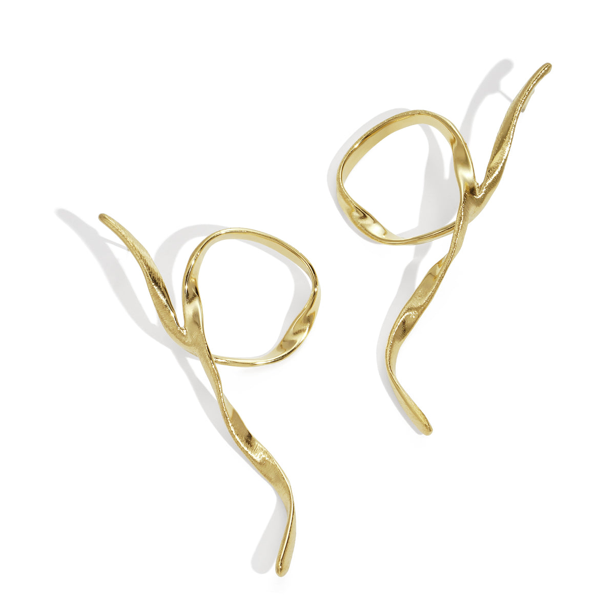 Gold-toned abstract twisted metal stud earrings