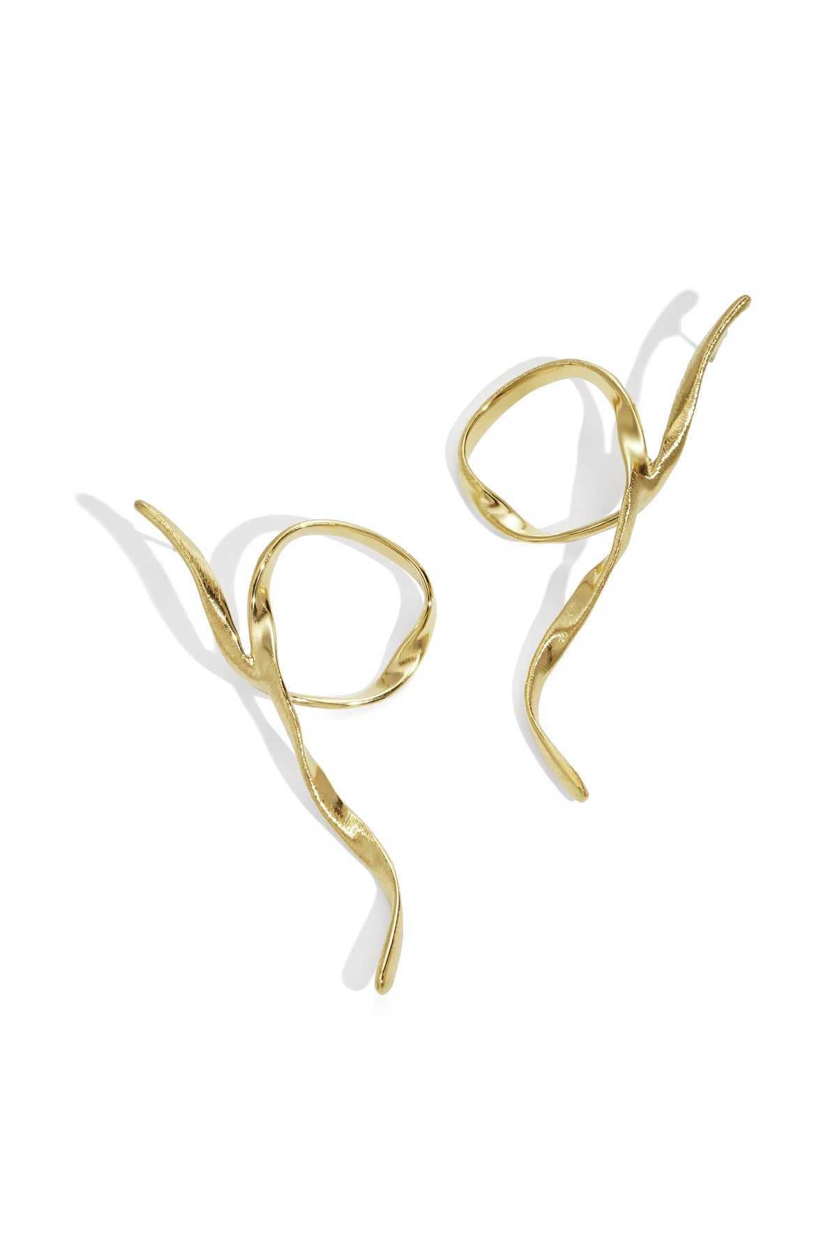 Gold-toned abstract twisted metal stud earrings