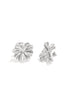 Two silver stud earrings shaped like delicate, textured flower petals.