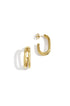 Gold Astra Hoop Earrings with a double loop design and brushed finish.