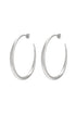 Aurelia Hoop Earrings: A pair of brushed silver hoop earrings with a subtle curve and post backing.